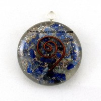 Lapis Lazuli Orgone Round Cabochon Pendant